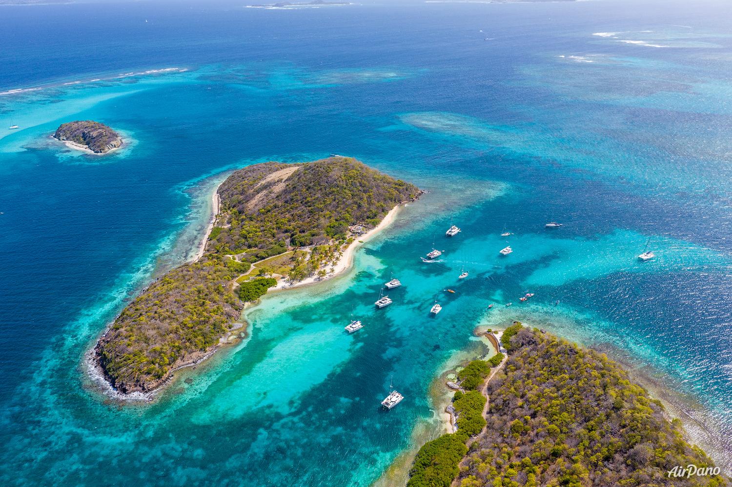 Tobago Cays Marine Park from the air