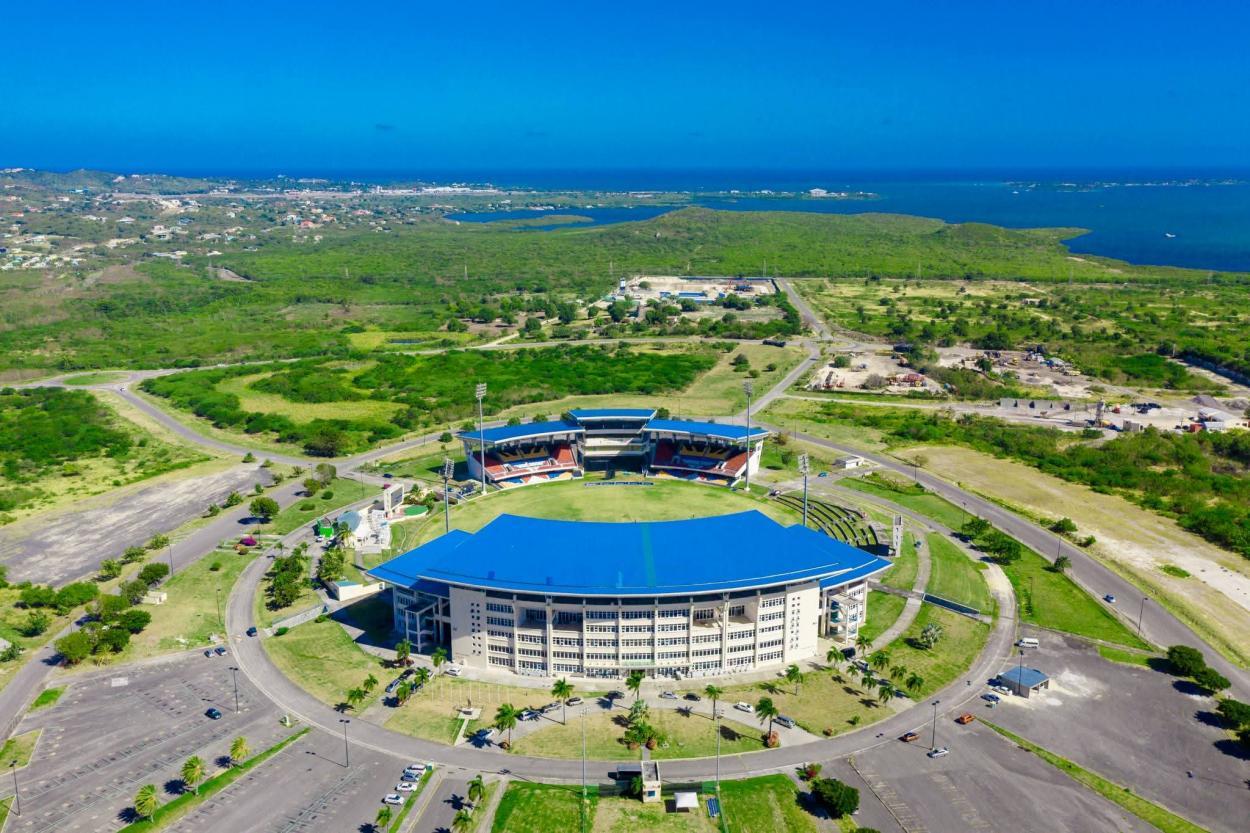 Aerial view of Sir Vivian Richards Stadium, North Sound, Antigua